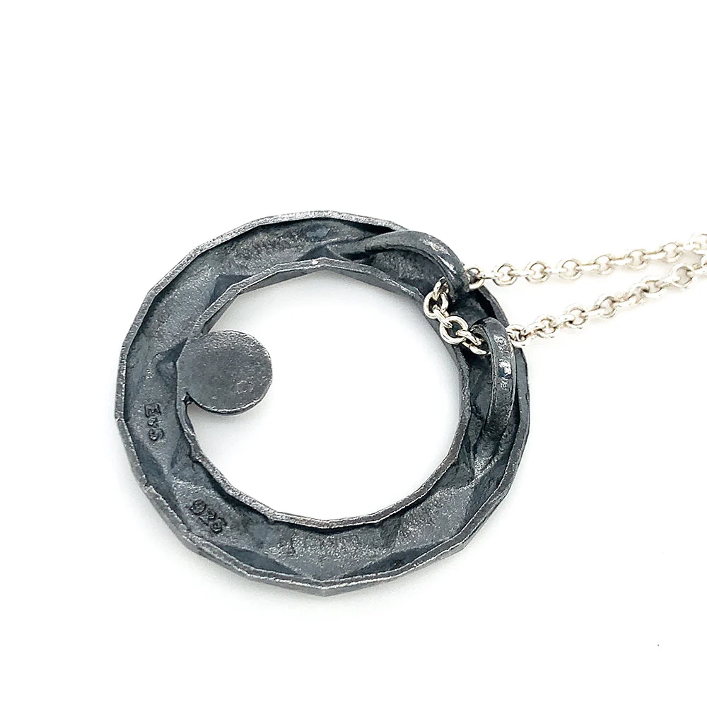 Sterling Silver & Black Diamond Geometric Pendant - "Gateway" - Image 5