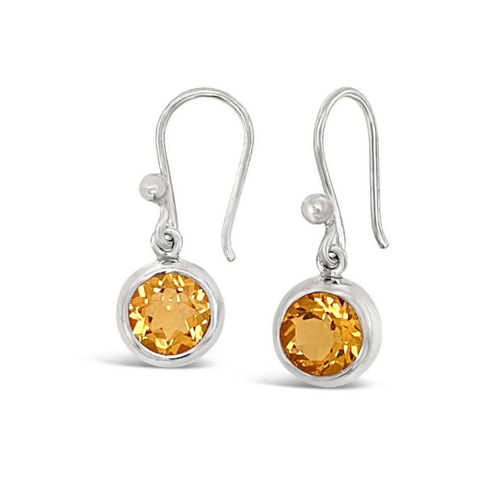 Sterling Silver Citrine Earrings - "Full Moon"