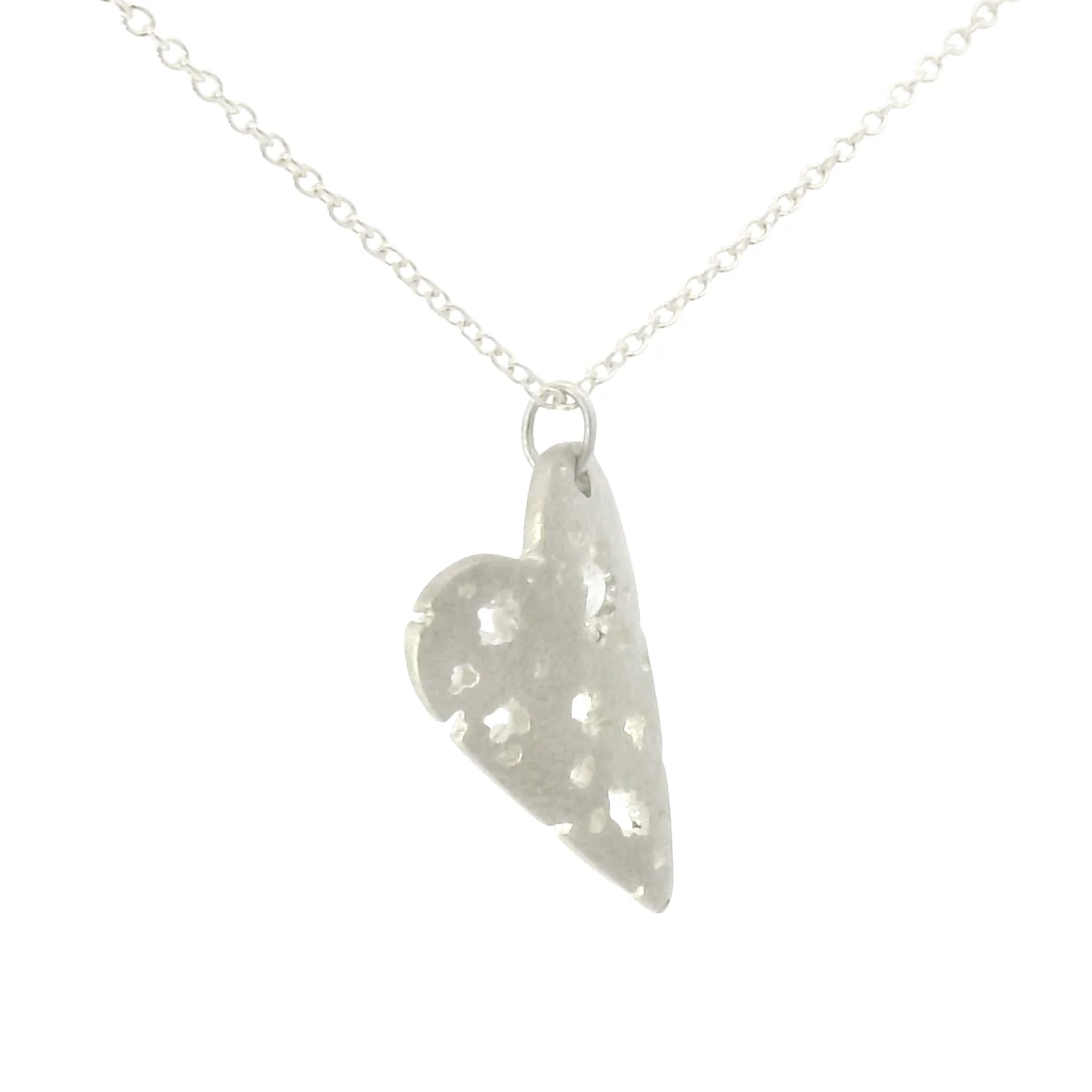 Diamond & Sterling Silver Necklace - "Large Shadow Heart" - Image 4