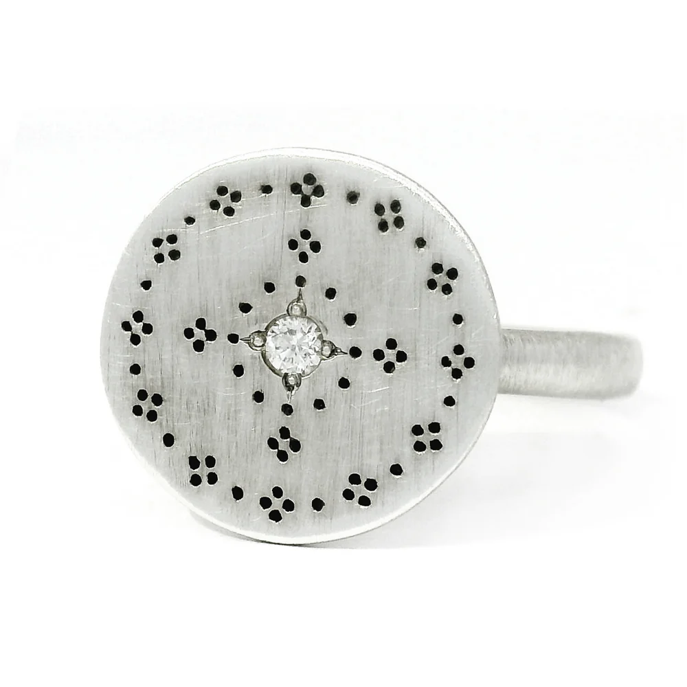 Sterling Silver & Diamond Motif Ring - "Nostalgia" - Image 2