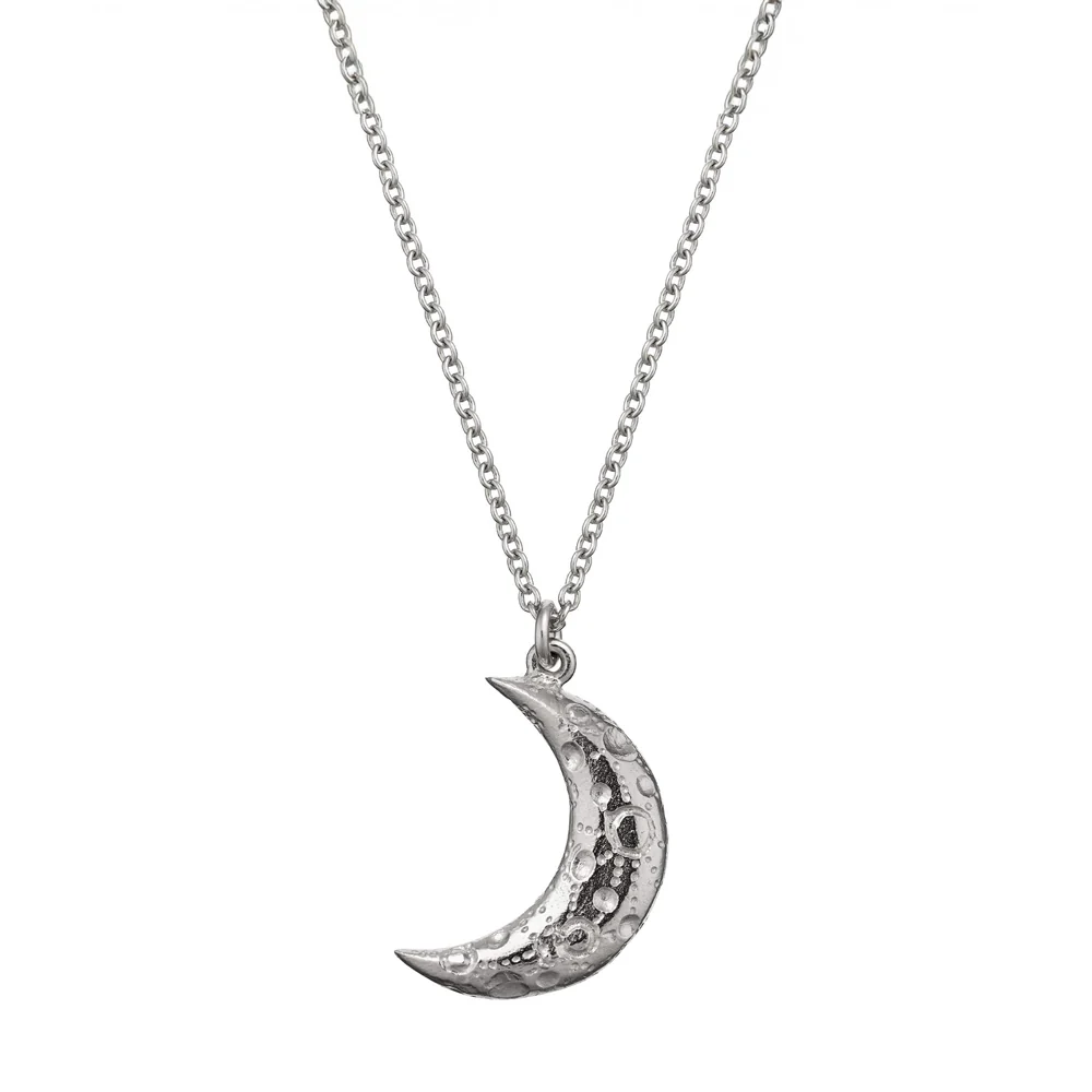 Sterling Silver & Diamond Necklace - "Crescent Moon" - Image 3