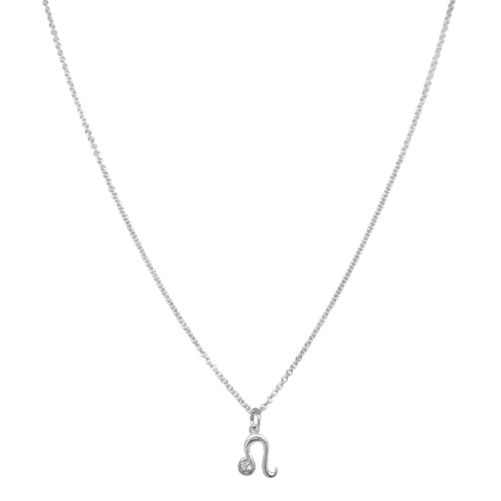 Sterling Silver & Diamond Zodiac Necklace - "Leo"