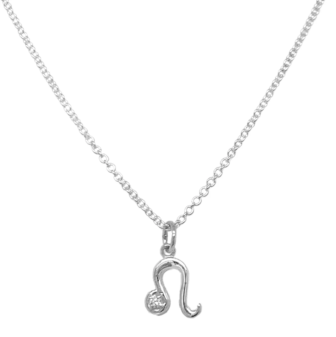 Sterling Silver & Diamond Zodiac Necklace - "Leo" - Image 2