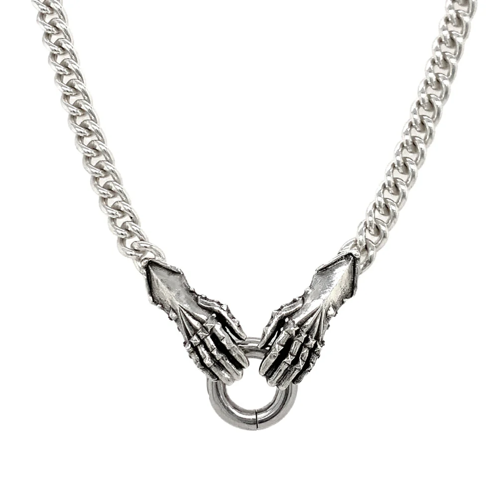 Sterling Silver Double Gauntlet Necklace - "Solemn Oath" - Image 2