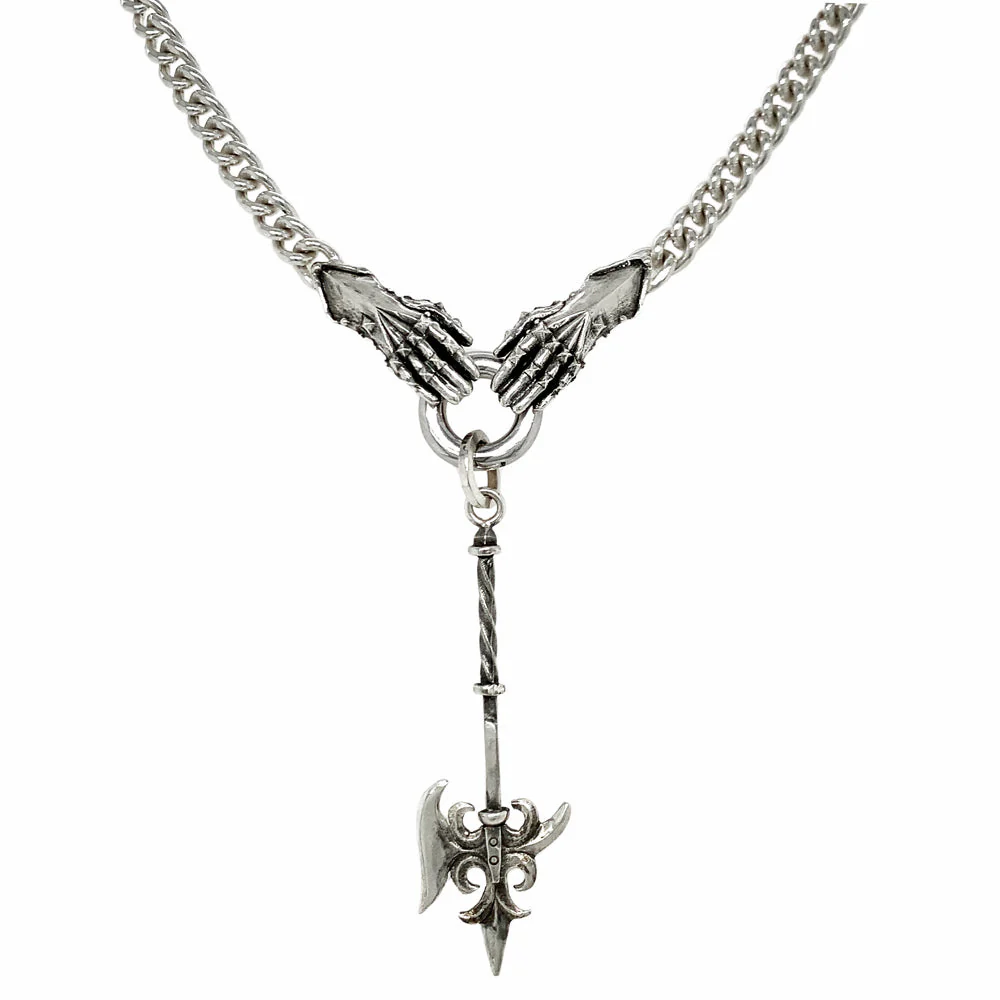 Sterling Silver Double Gauntlet Necklace - "Solemn Oath" - Image 7