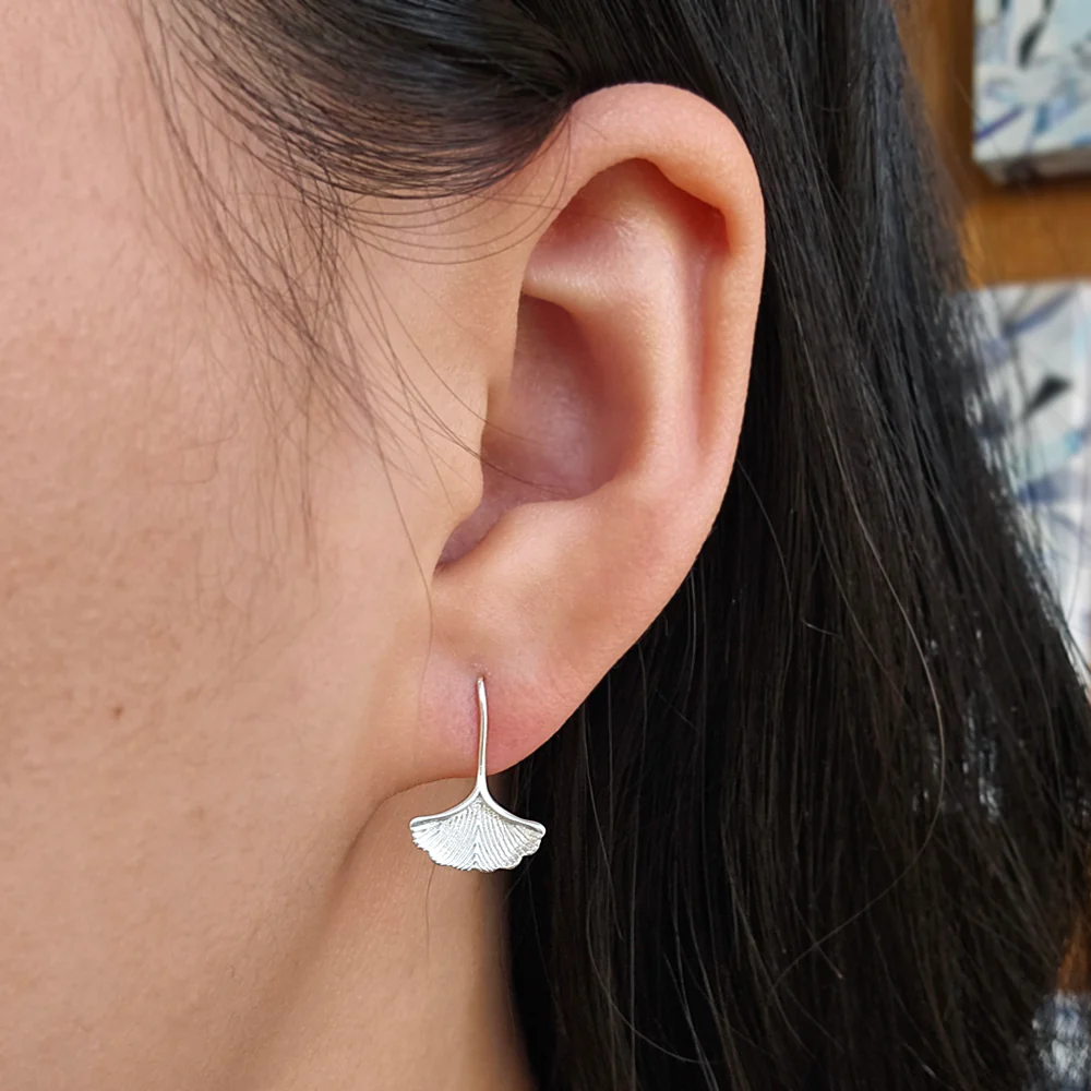 Sterling Silver Earrings - "Ginkgo" - Image 3