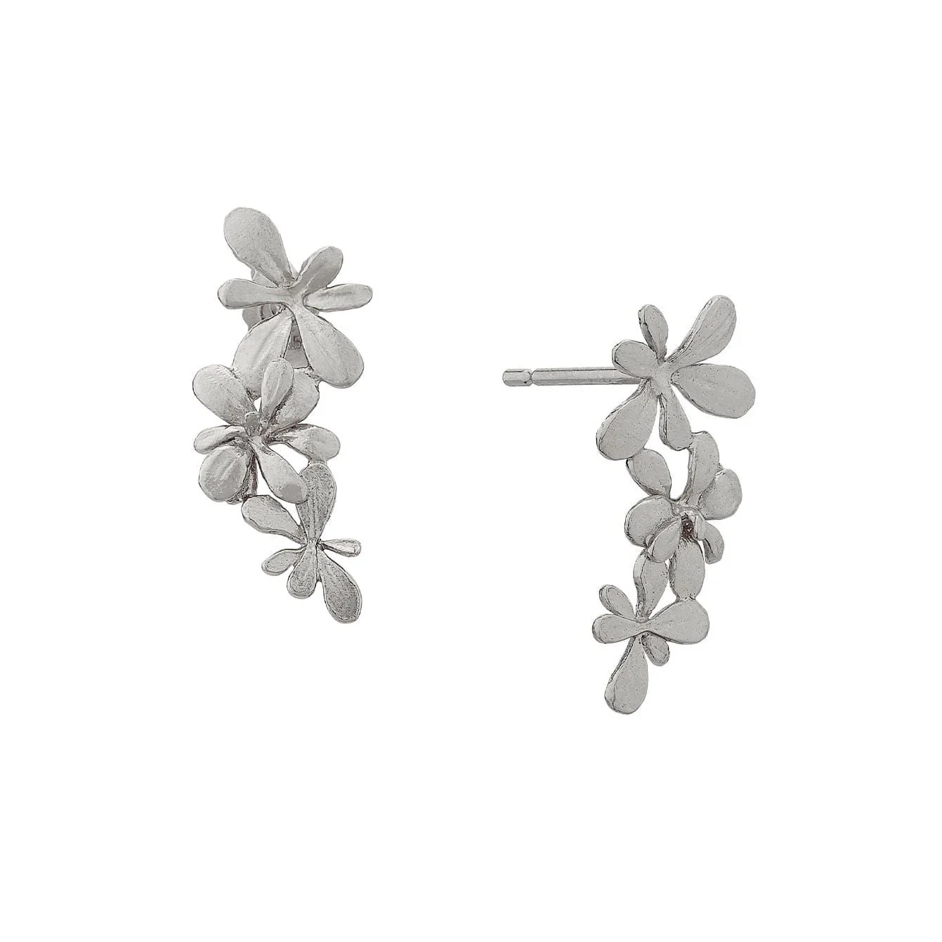 Sterling Silver Floral Stud Earrings - "Sprouting Rosette" - Image 3