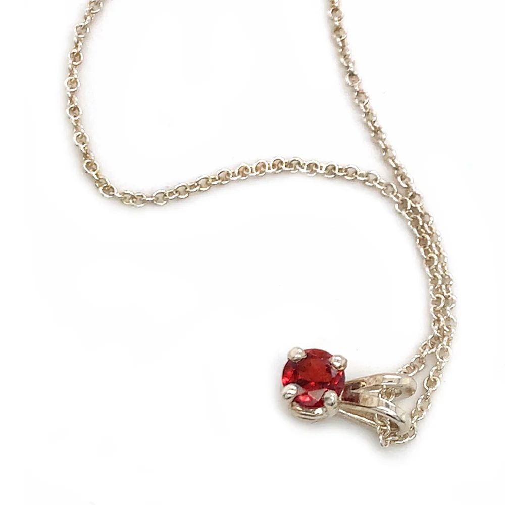 Sterling Silver Garnet Necklace - "Currant" - Image 3