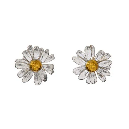 Sterling Silver & Gold Vermeil Earrings - "Little Daisy"