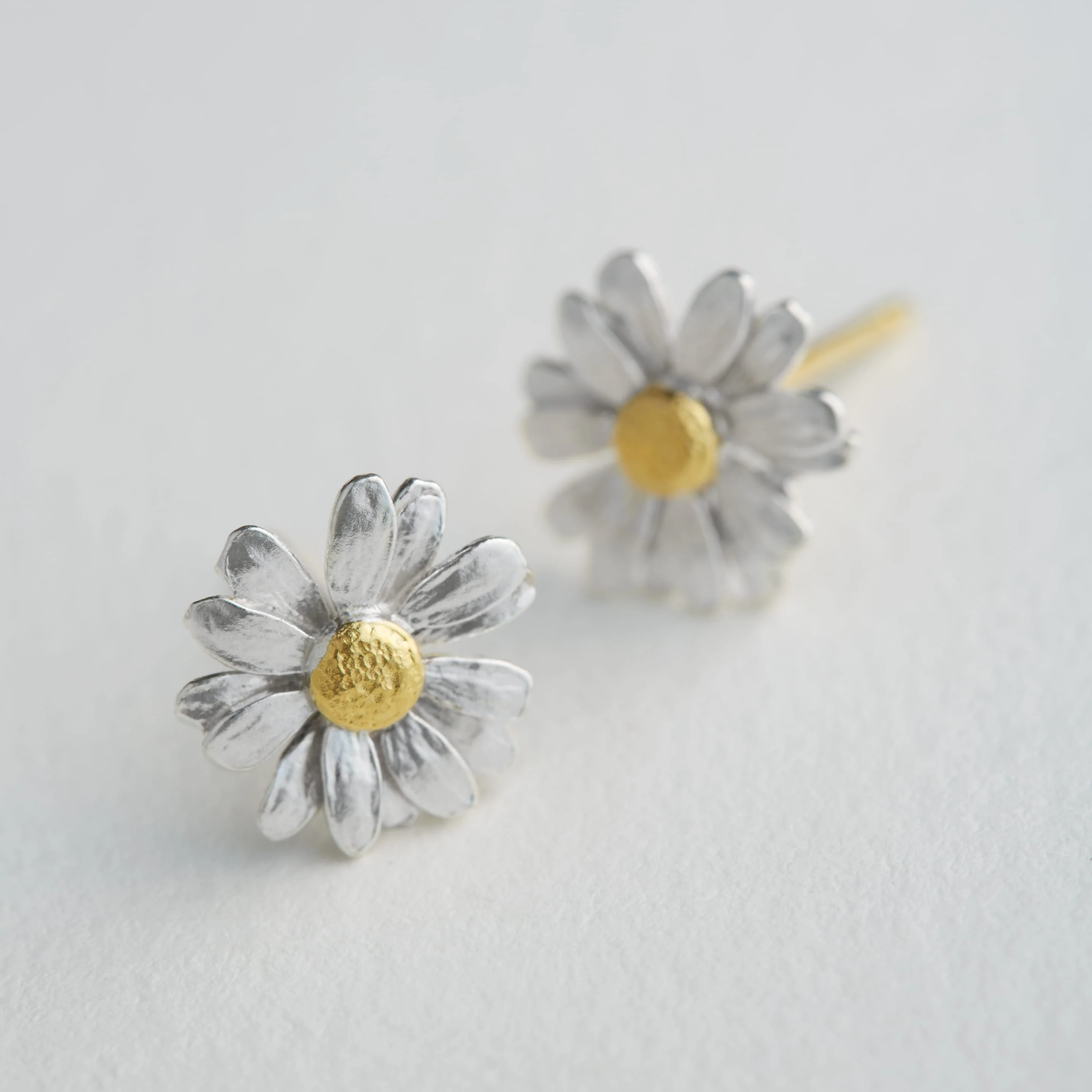 Sterling Silver & Gold Vermeil Earrings - "Little Daisy" - Image 2