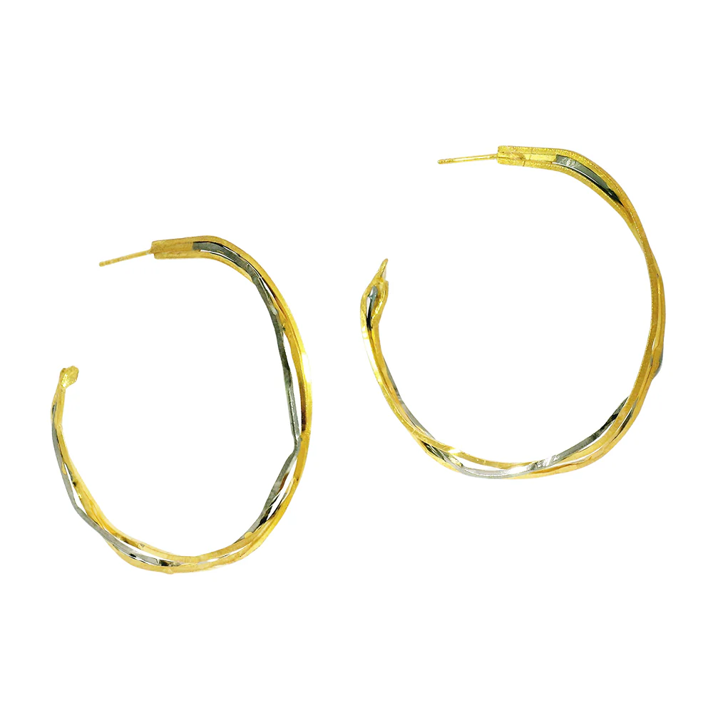 Sterling Silver & Gold Vermeil Hoop Earrings - "Twist"
