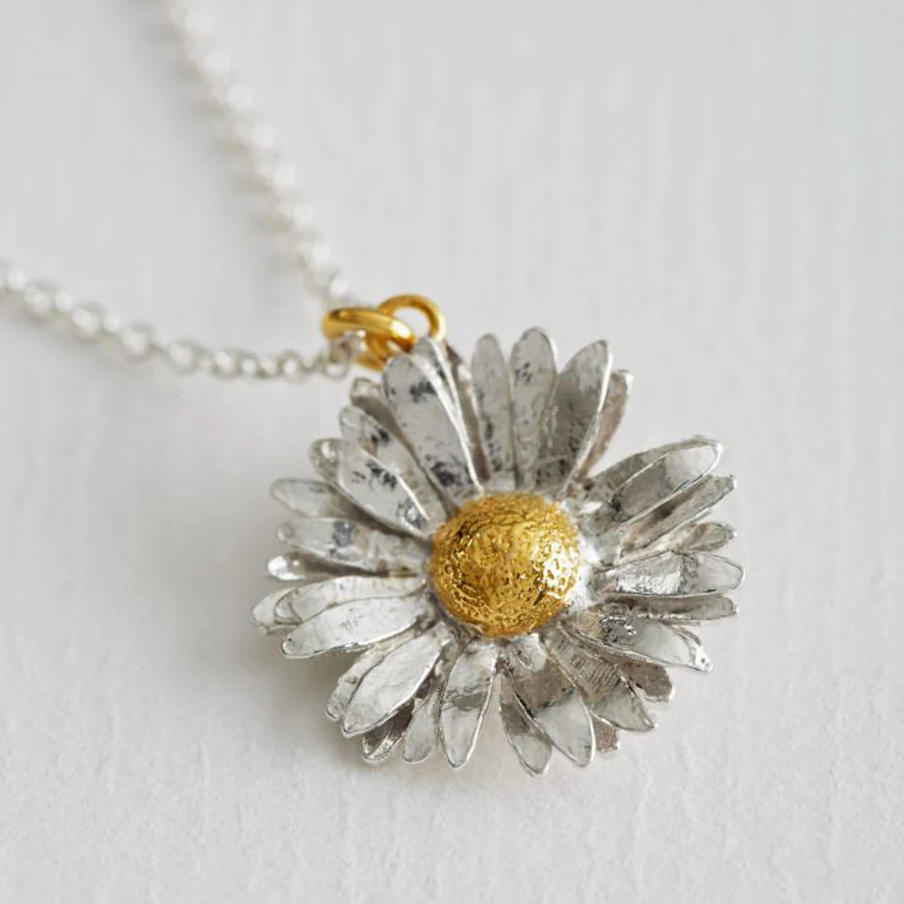Sterling Silver & Gold Vermeil Necklace - "Big Daisy" - Image 2