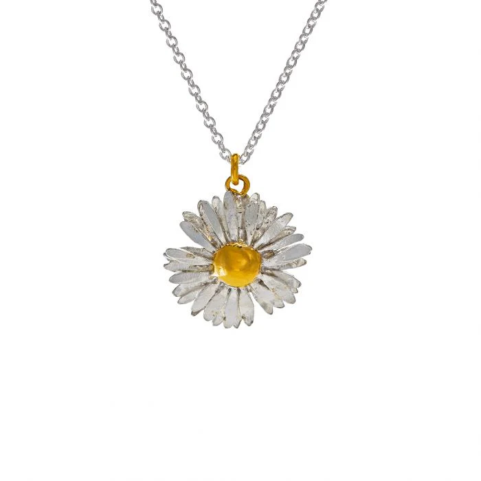 Sterling Silver & Gold Vermeil Necklace - "Big Daisy" - Image 3