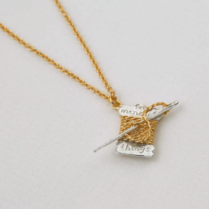 Sterling Silver & Gold Vermeil Necklace - "For Mending Things" - Image 2
