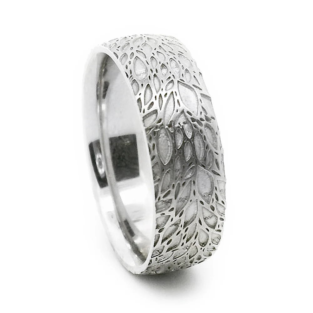 Sterling Silver Hand Engraved Ring - "Leafy Breeze" - Image 2