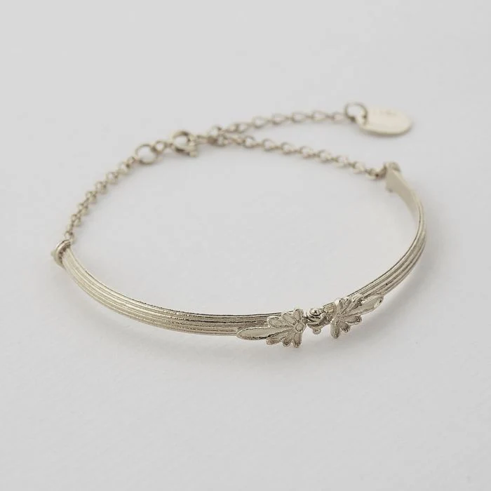 Sterling Silver Hinged Bracelet - "Ornate Columns" - Image 3