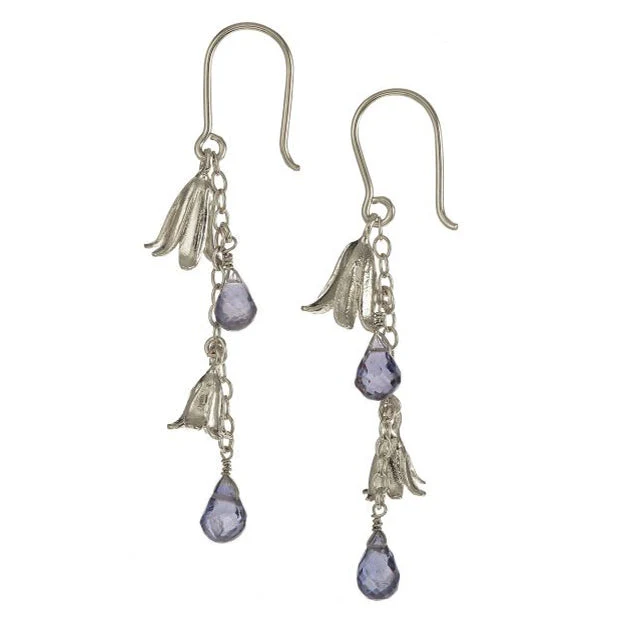 Sterling Silver & Iolite Drop Earrings - "Bluebell" - Image 3