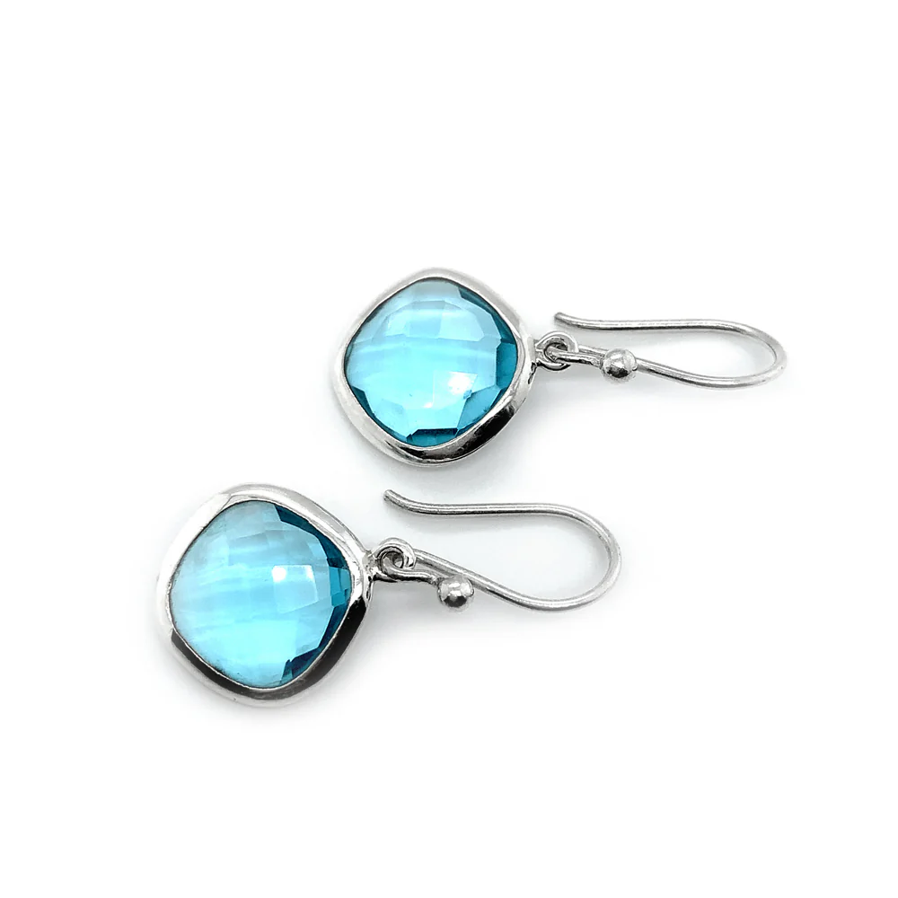 Sterling Silver & Kite-Shaped Blue Topaz Earrings- "Modern Magic" - Image 2