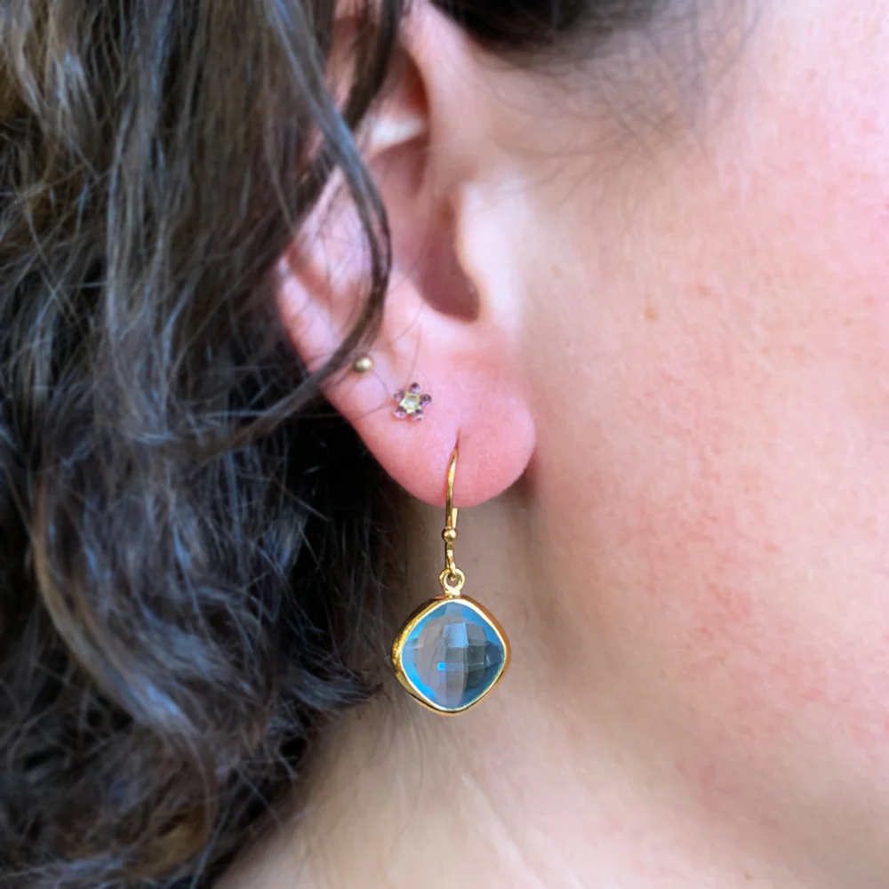 Sterling Silver & Kite-Shaped Blue Topaz Earrings- "Modern Magic" - Image 3