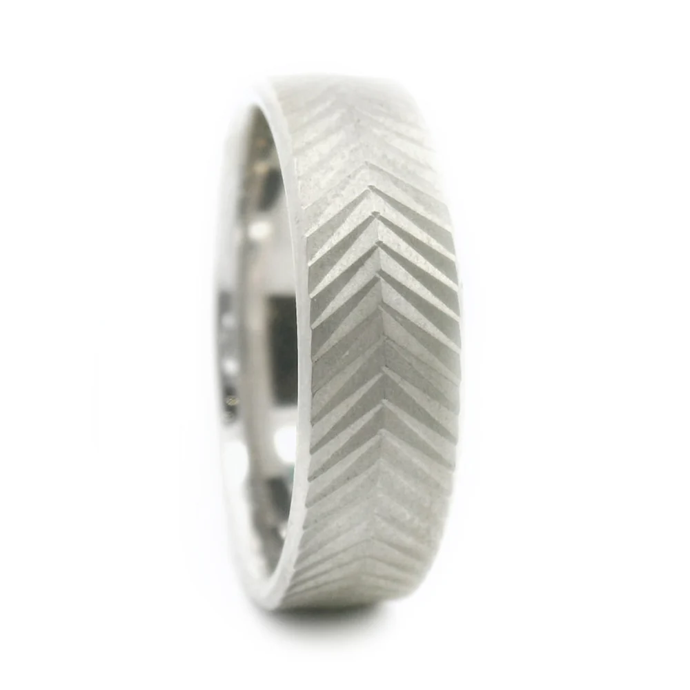 Sterling Silver Men's Band - "Chevron" - Image 2