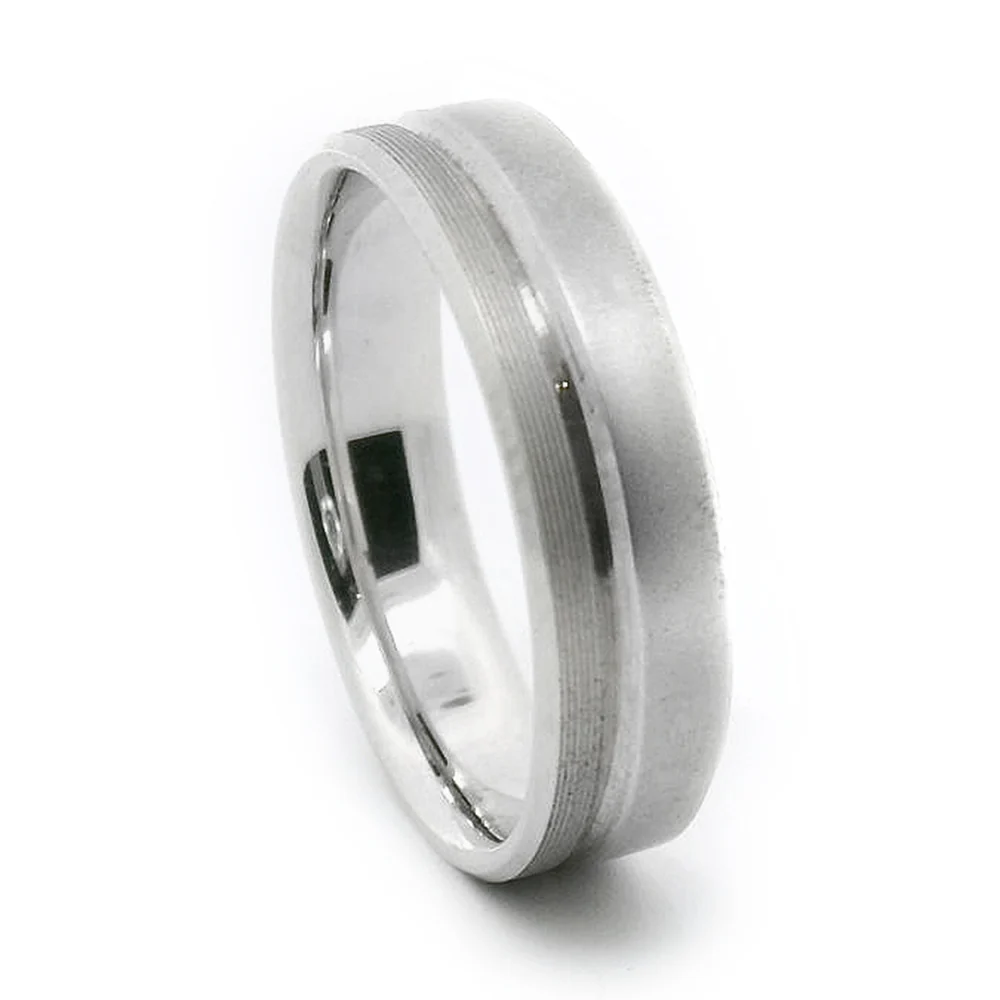 Sterling Silver Men's Band - "Two-Step" - Image 2