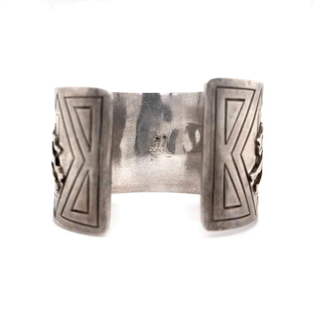 Sterling Silver Navajo Cuff - "Charging Buffalo" - Image 5