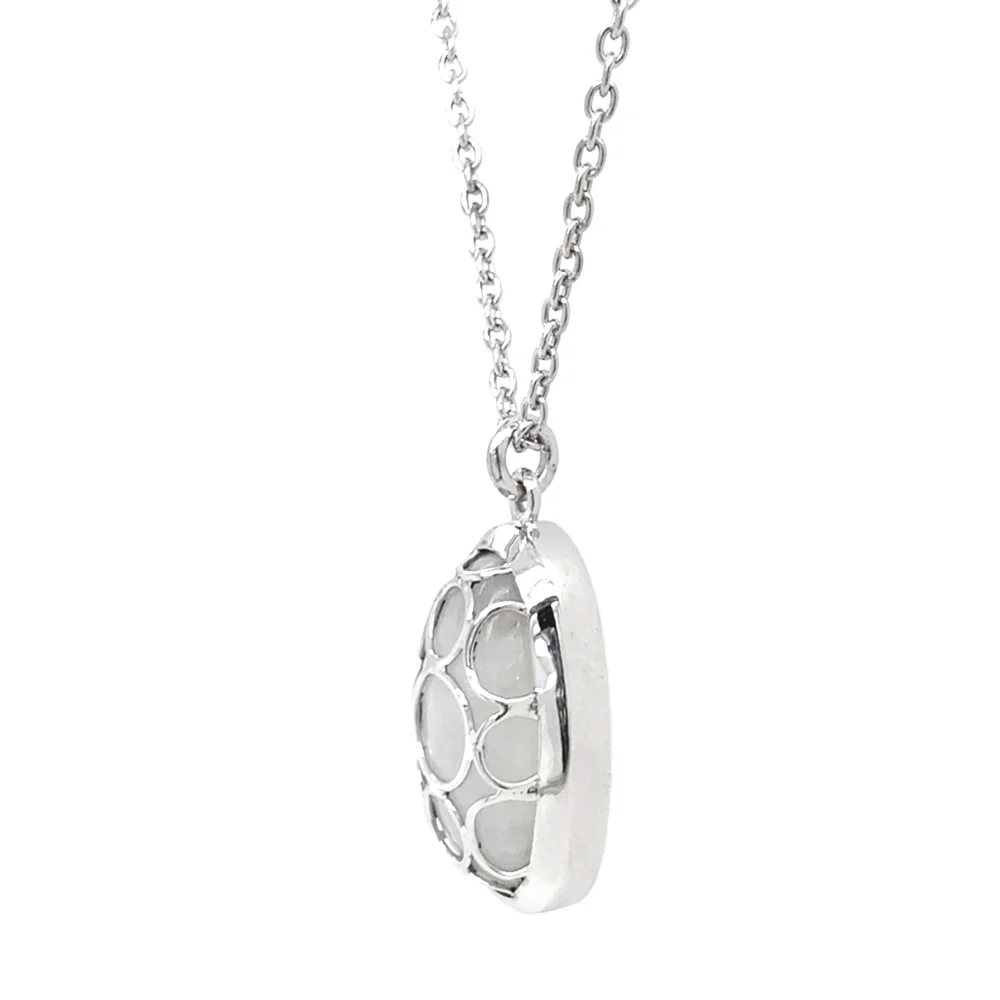 Sterling Silver & Oval Moonstone Necklace - "Snow Moon" - Image 3