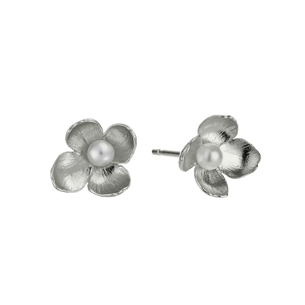 Sterling Silver & Pearl Earrings - "Cuckoo Flower" - Image 3
