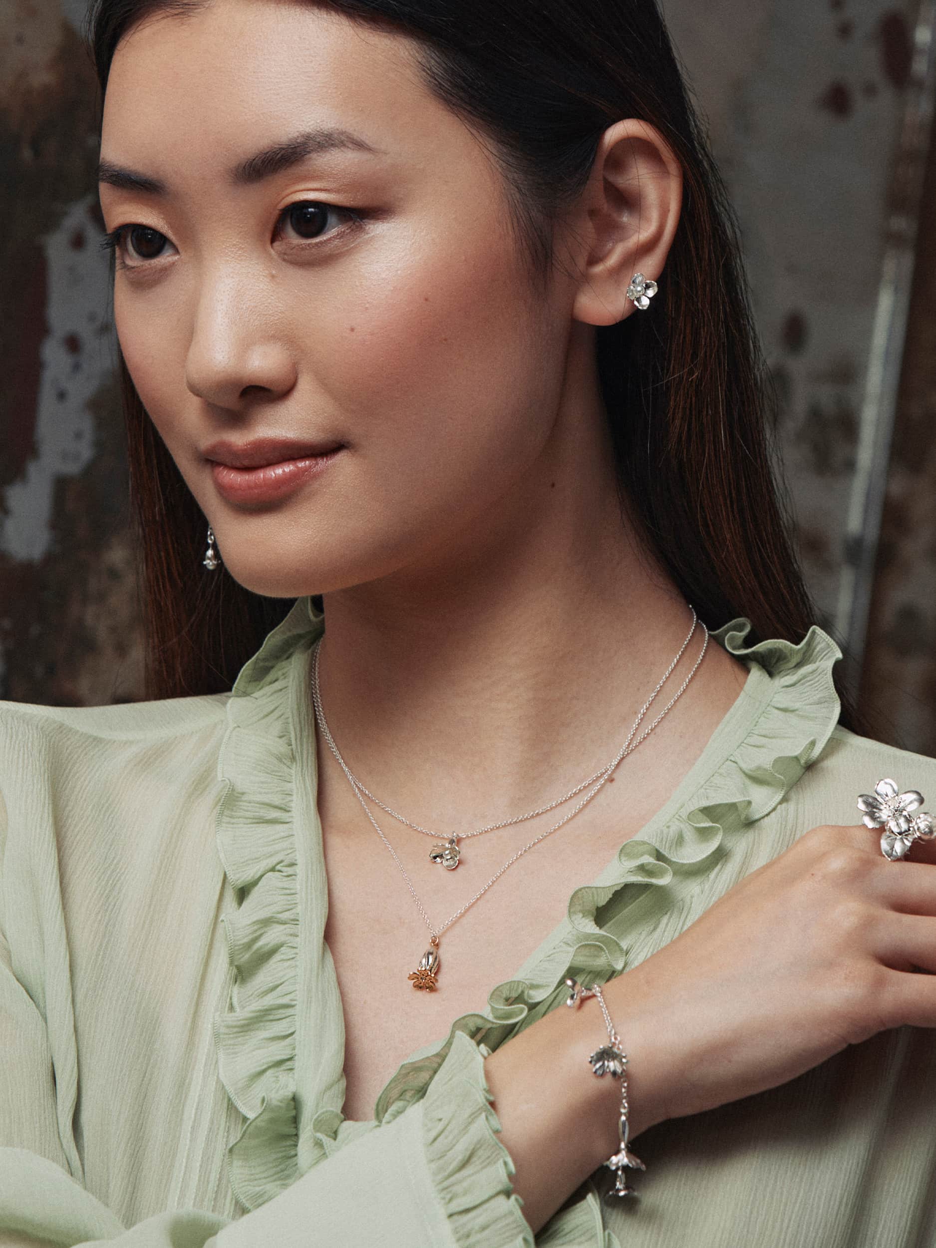 Sterling Silver & Pearl Earrings - "Cuckoo Flower" - Image 4