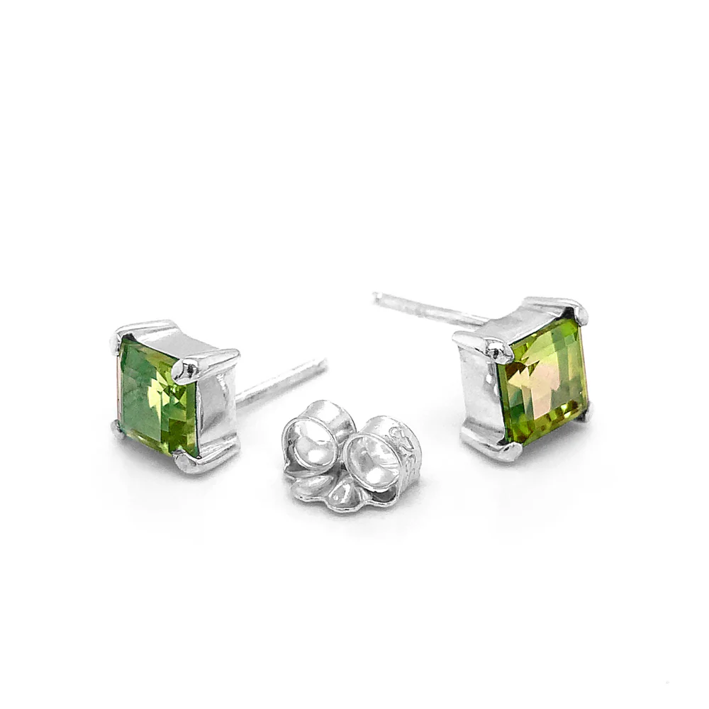 Sterling Silver & Peridot Studs- "Green Machine" - Image 2
