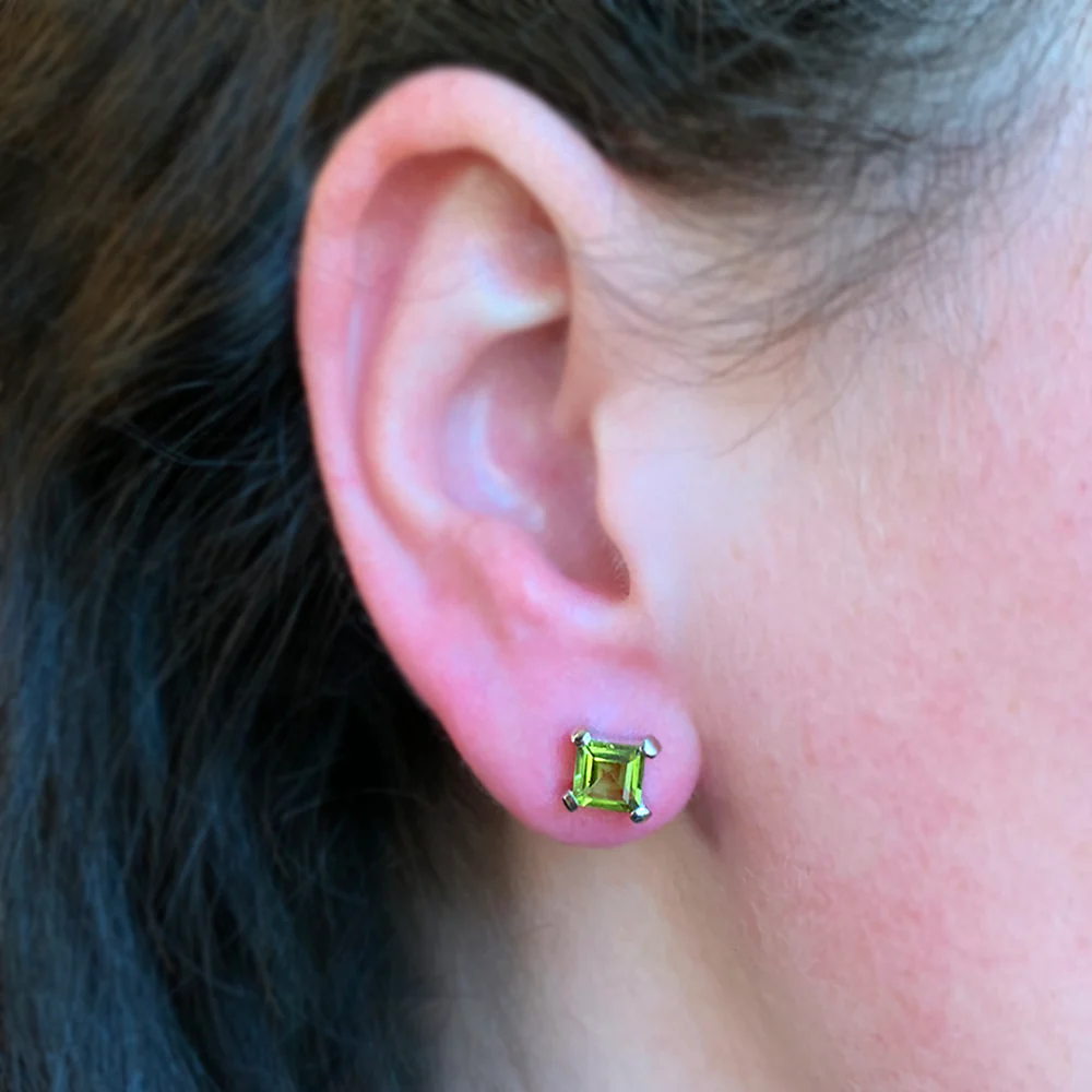 Sterling Silver & Peridot Studs- "Green Machine" - Image 3