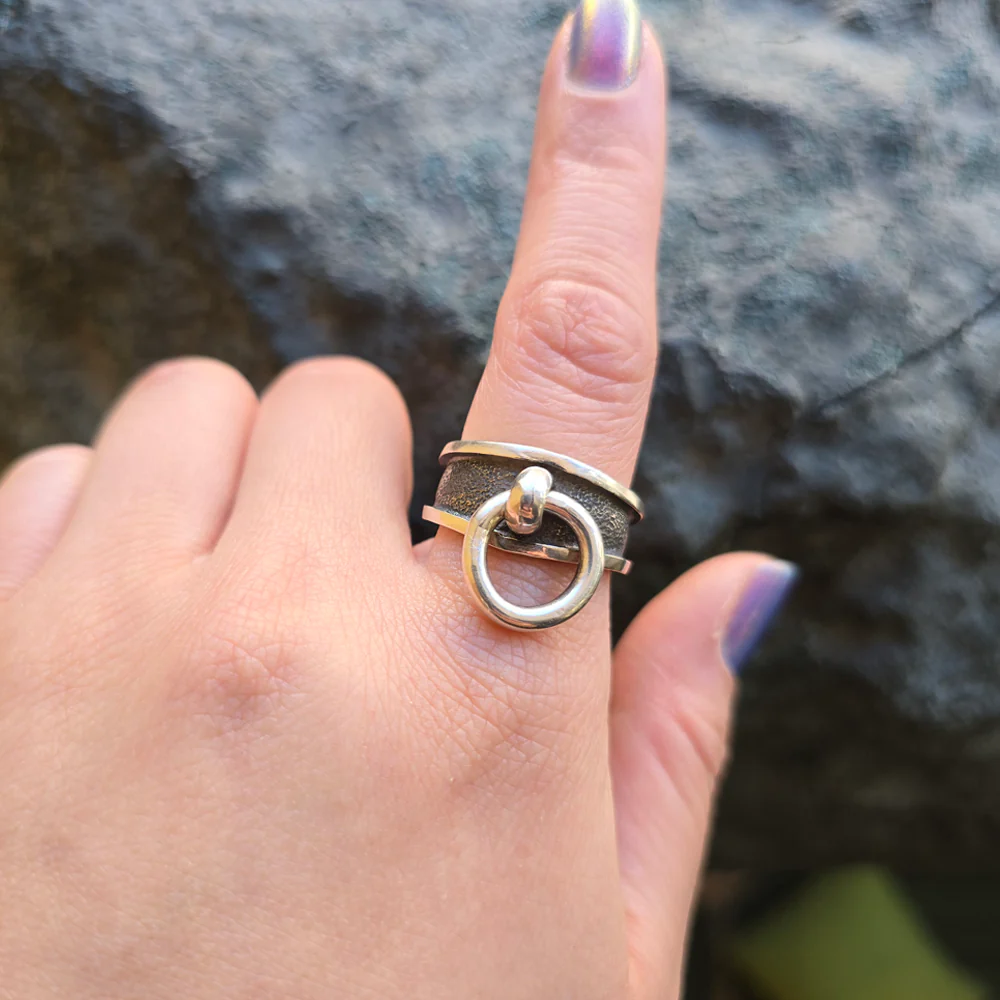 Oxidized Sterling Silver Ring - "Tether" - Image 5