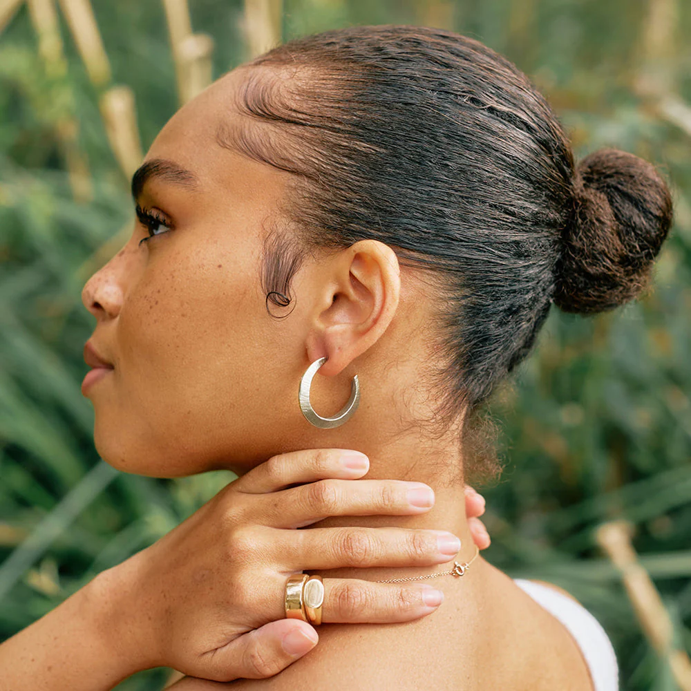 Sterling Silver Semi Hoop Earrings - "Nairobi" - Image 2