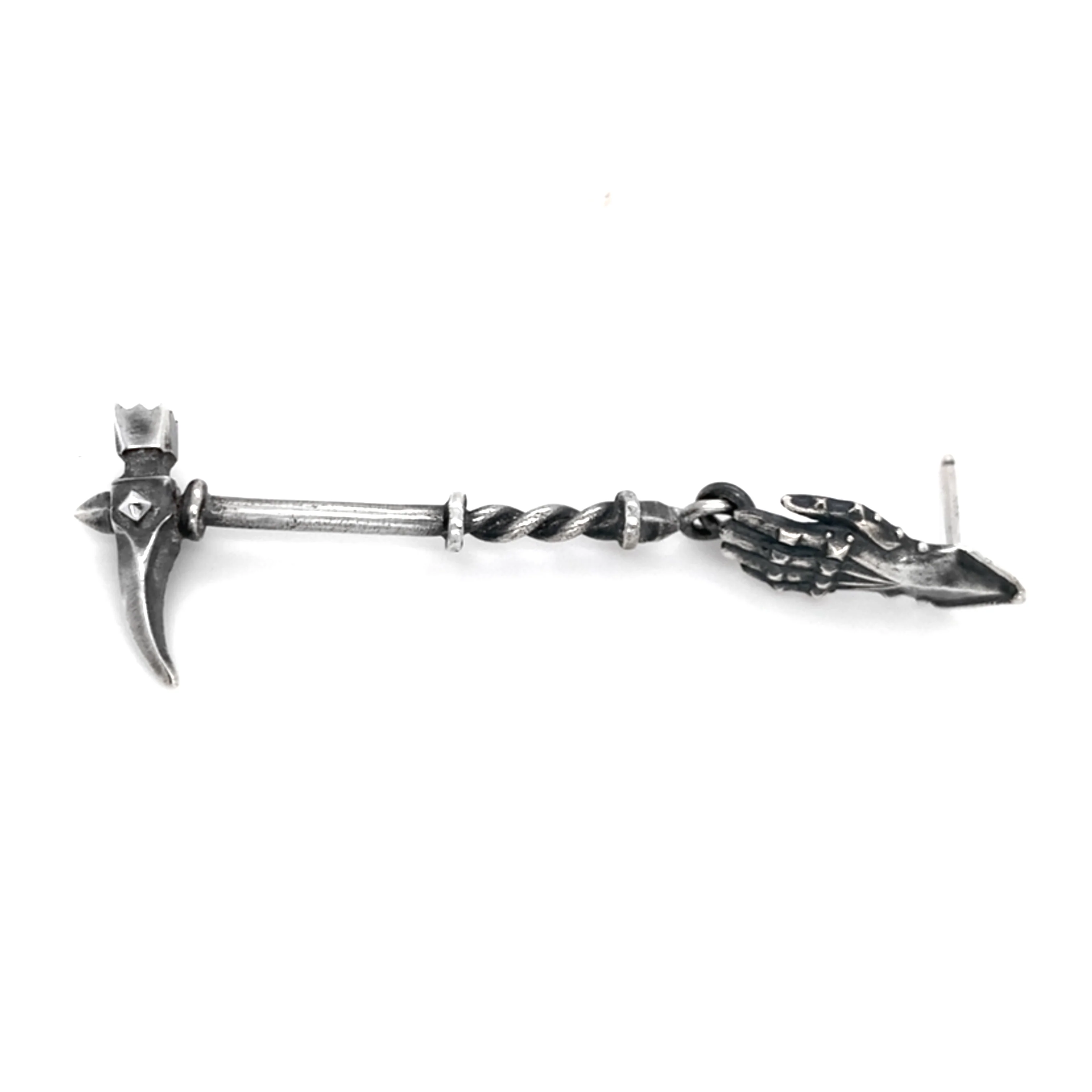 Sterling Silver Single Drop Earring - "Lucerne Hammer" - Image 2