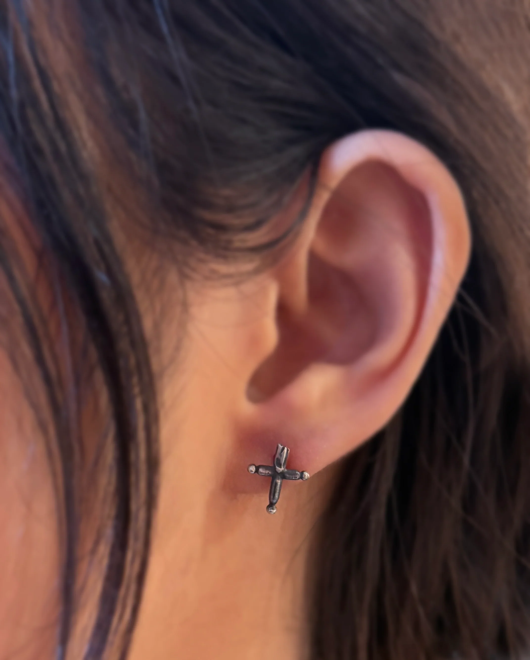 Sterling Silver Single Stud Earring - "Tiny Broken Sword" - Image 2