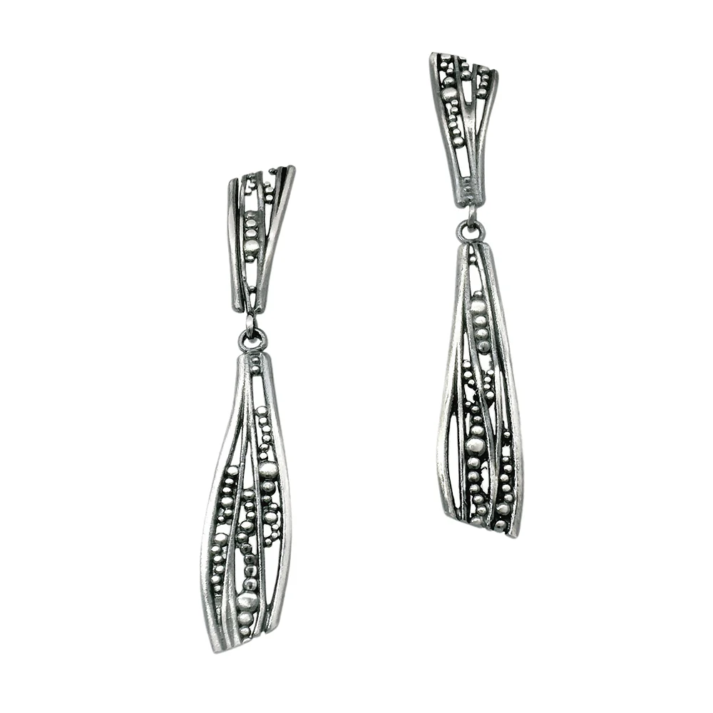 Sterling Silver Stud Drop Earrings - "Bubble"