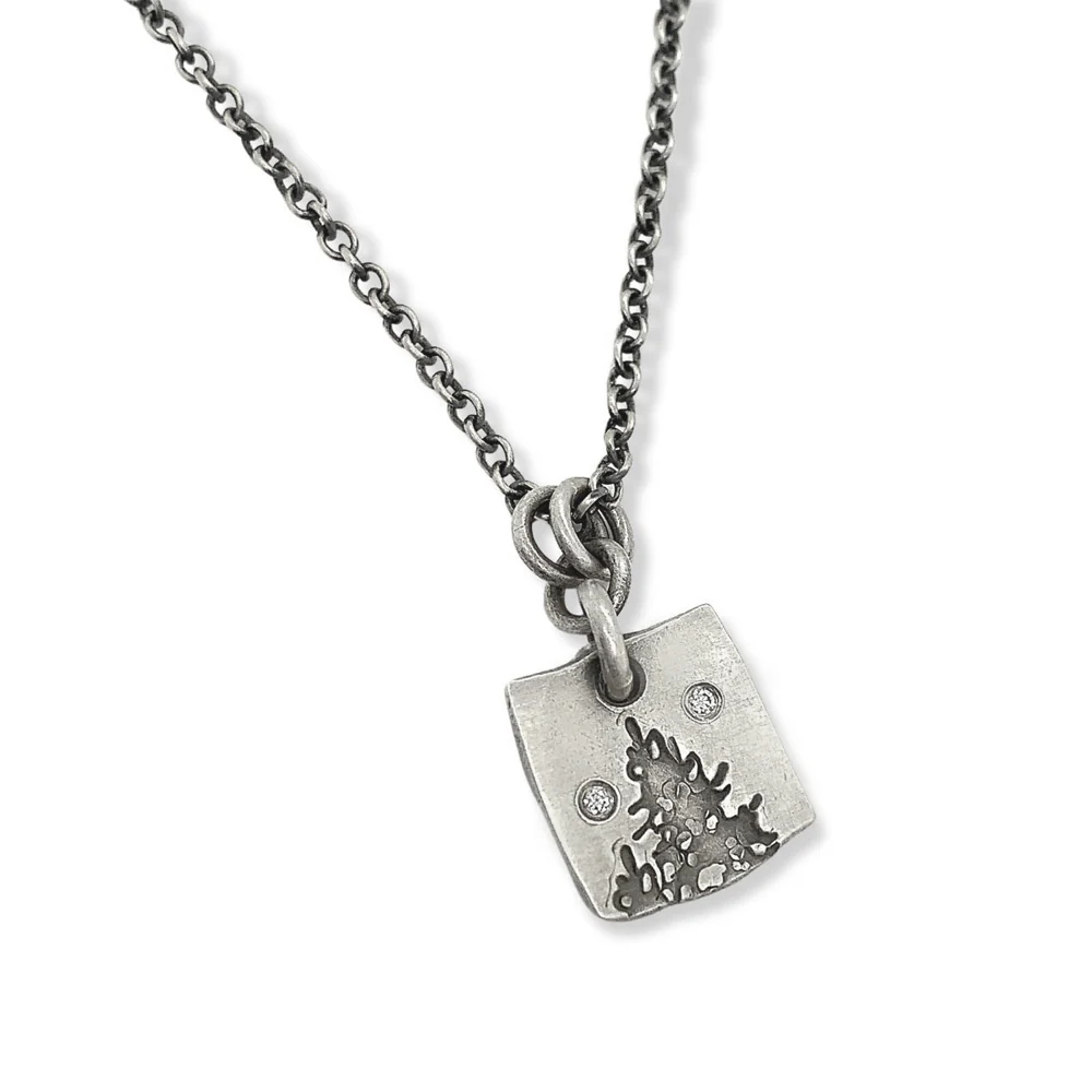 Sterling Silver Tree Necklace with Diamonds - "Countryside" - Image 3