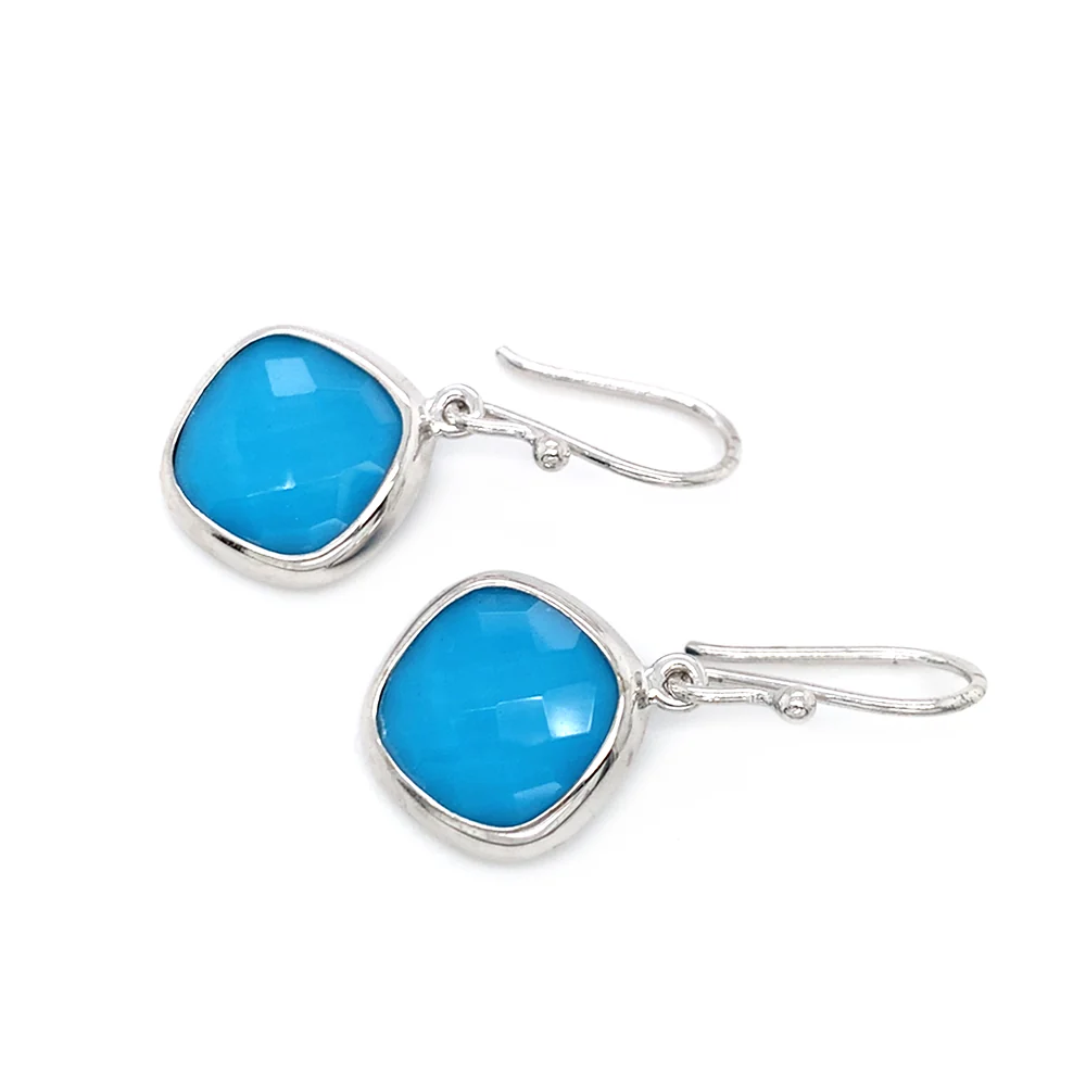 Sterling Silver & Turquoise Doublet Earrings - Image 2