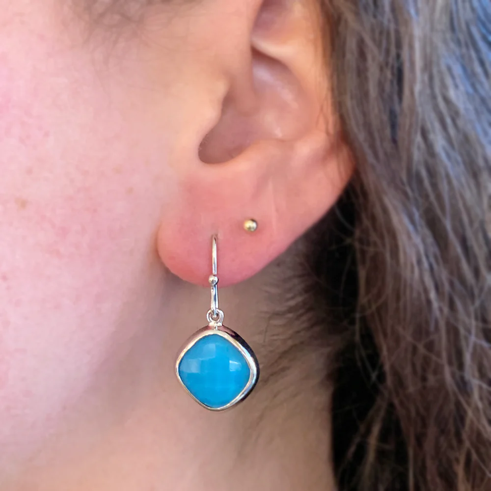 Sterling Silver & Turquoise Doublet Earrings - Image 3