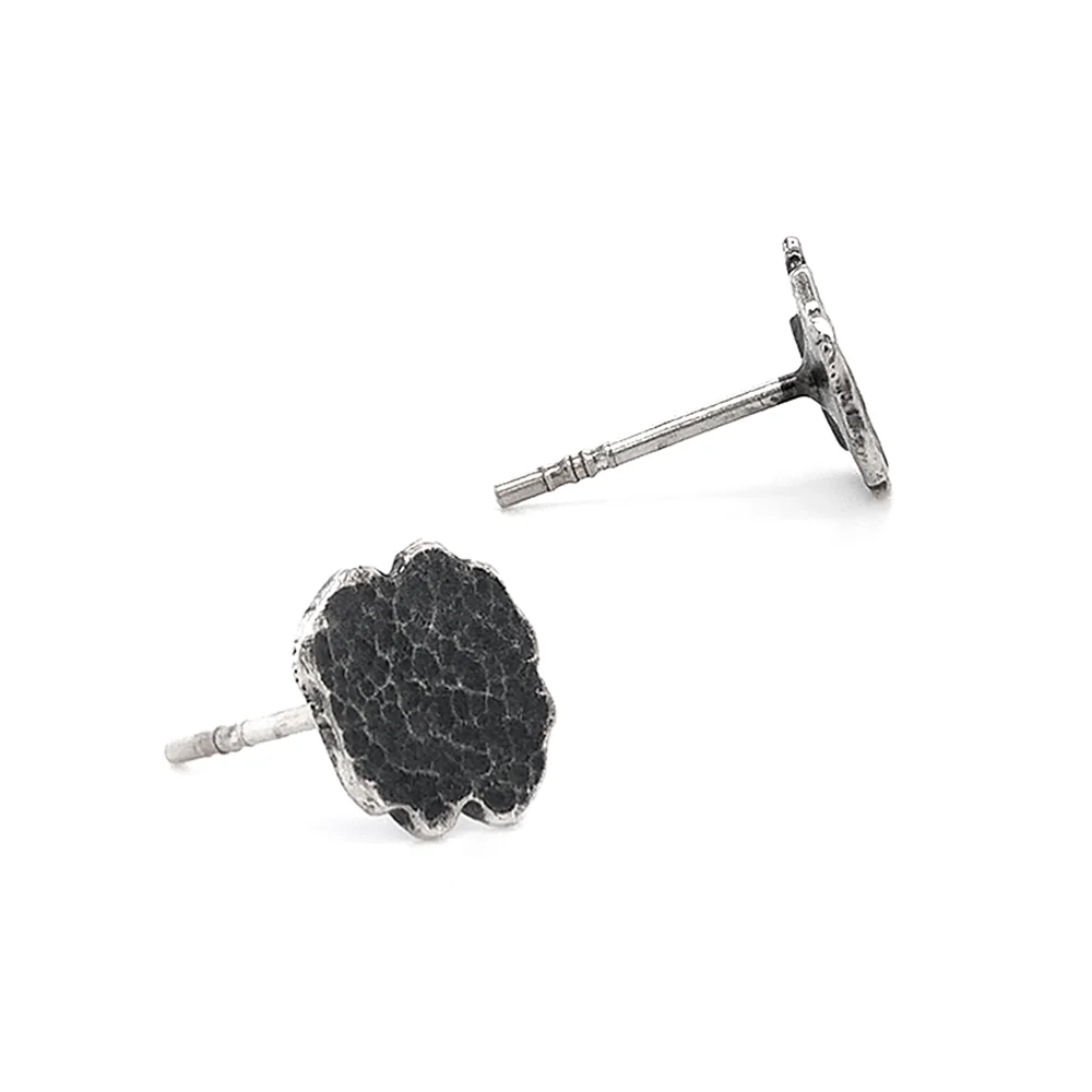 Sterling Silver Wavy Edge Earrings- "Rorschach" - Image 2