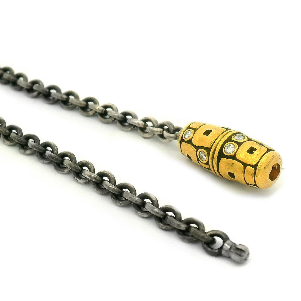 Diamond Vario Sterling Silver & Yellow Gold Necklace - "Little Windows" - Image 5