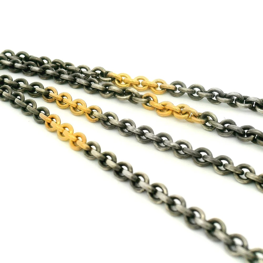 Diamond Vario Sterling Silver & Yellow Gold Necklace - "Little Windows" - Image 6