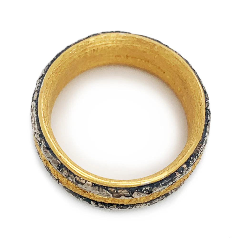 22K Yellow Gold & Sterling Silver Modular Band - "Vetus Three" - Image 3