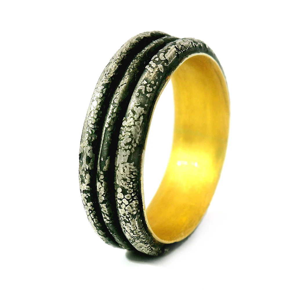 Sterling Silver & Yellow Gold Modular Ring - "Trinity Forge" - Image 2