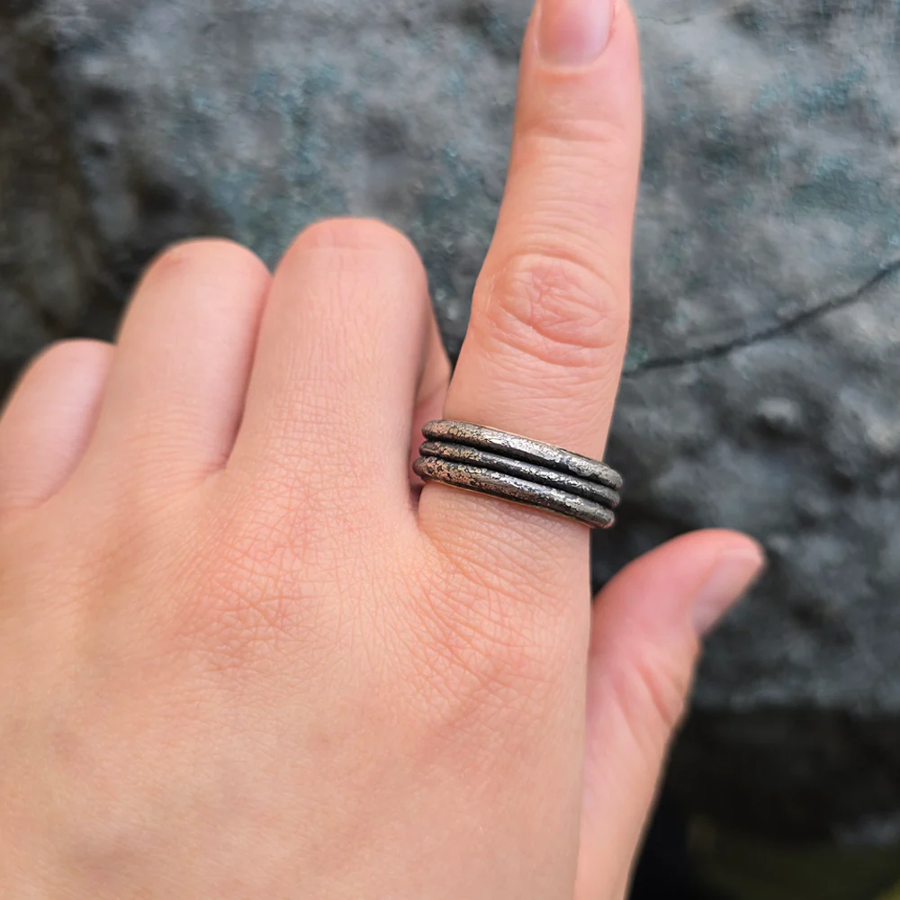 Sterling Silver & Yellow Gold Modular Ring - "Trinity Forge" - Image 4
