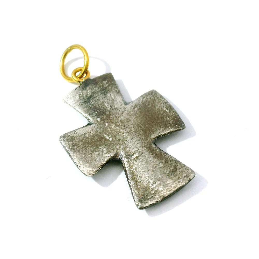 Blue Sapphire Cross Pendant - "Byzantine" - Image 2