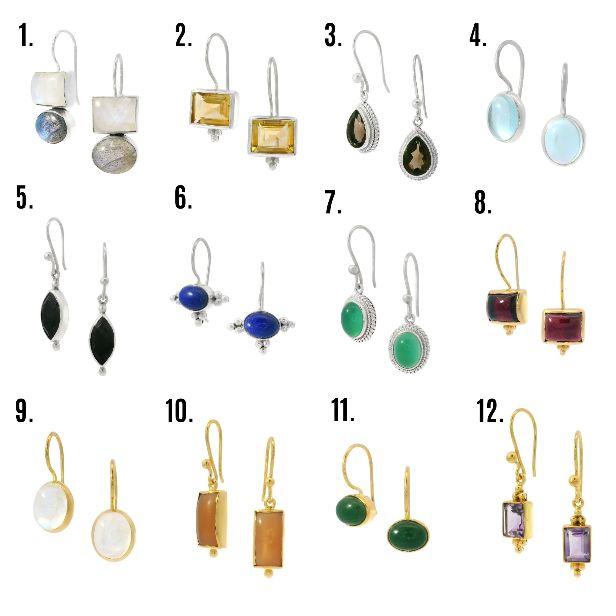 Sterling Silver & Multi-Gemstone Earrings