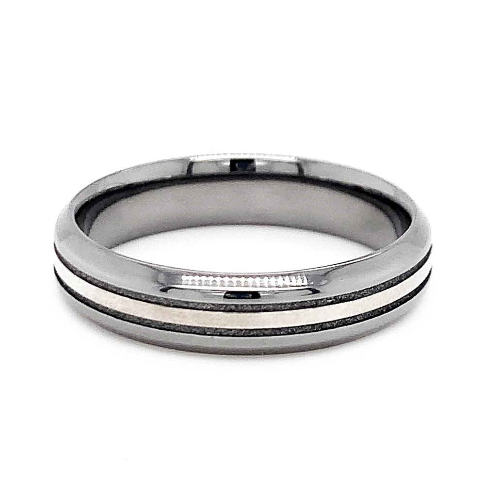 Tantalum and Sterling Silver Grooved Band - Image 2