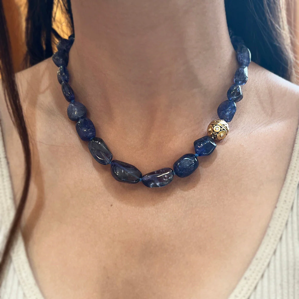 Tanzanite Beaded Necklace & Vario Clasp- "Lillies" - Image 2
