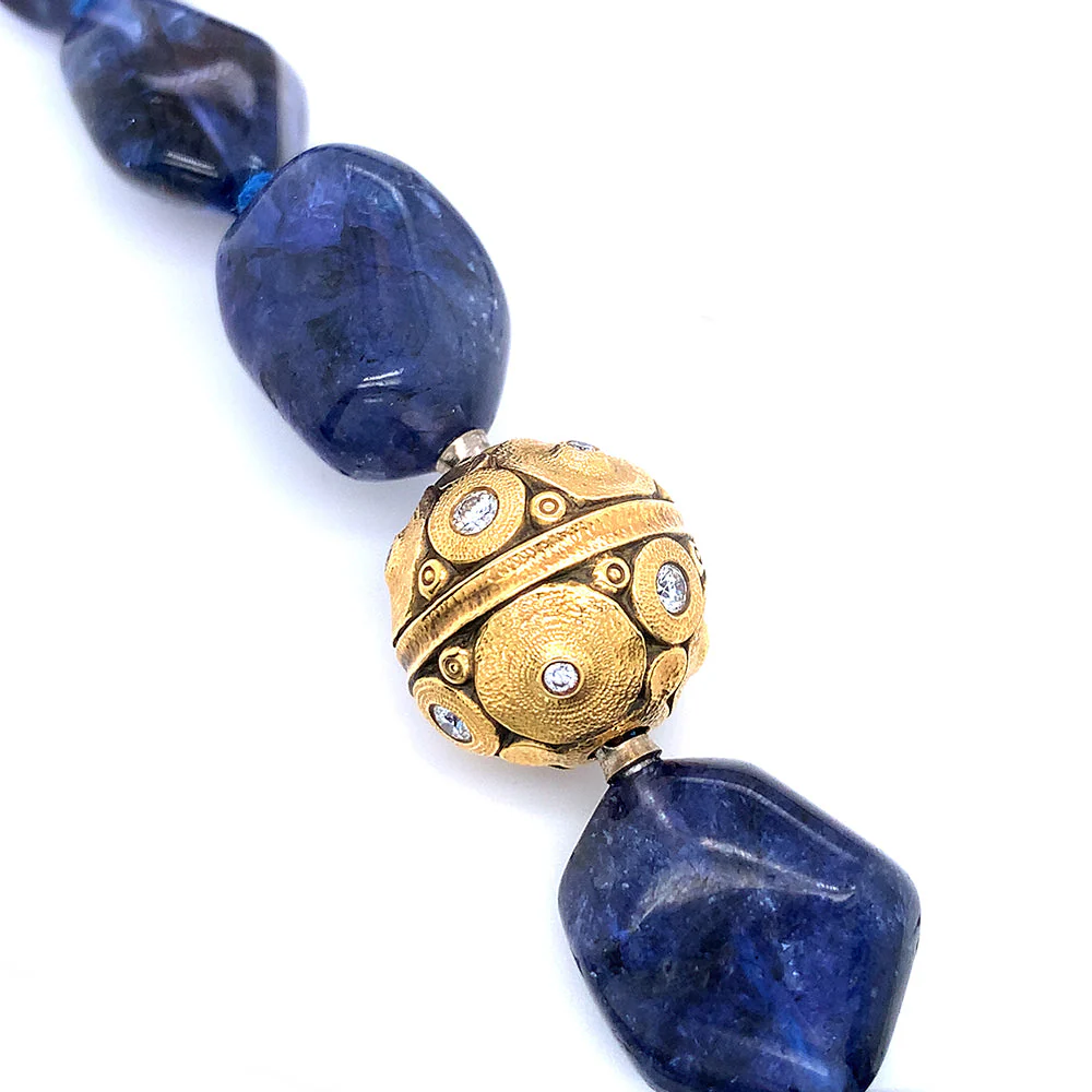 Tanzanite Beaded Necklace & Vario Clasp- "Lillies" - Image 4